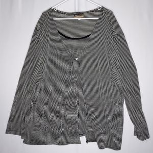 JPR Woman Top 3X Slinky Faux Cardigan Shirt Set Stripe Stretch 90s Grunge Grandm